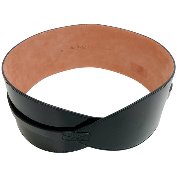 Michael Kors Collection Black Patent Leather Wide Belt - Picture 3 of 4